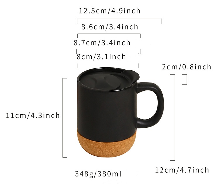cork bottom ceramic mug with silicone lid