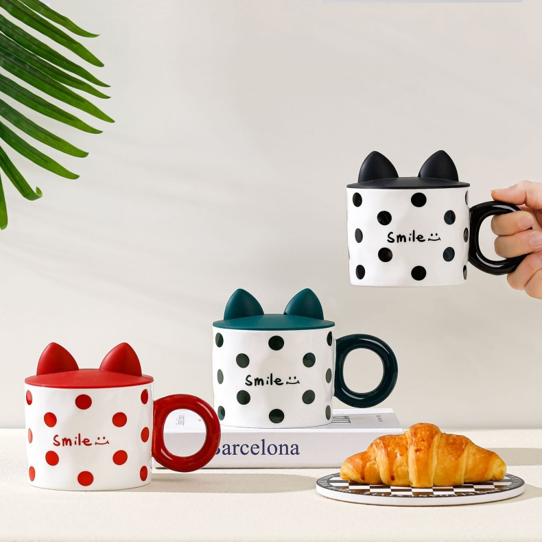 Polka Dot Ceramic Coffee Cup