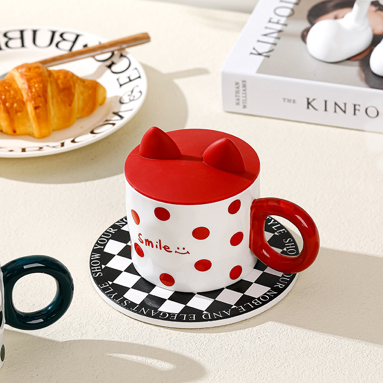 Polka Dot Ceramic Coffee Cup