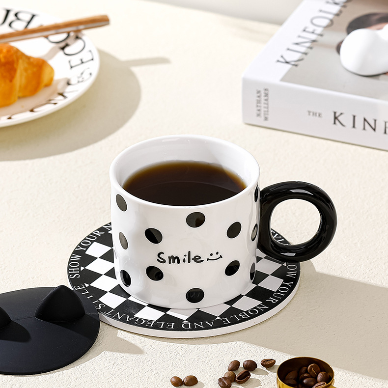 Polka Dot Ceramic Coffee Cup