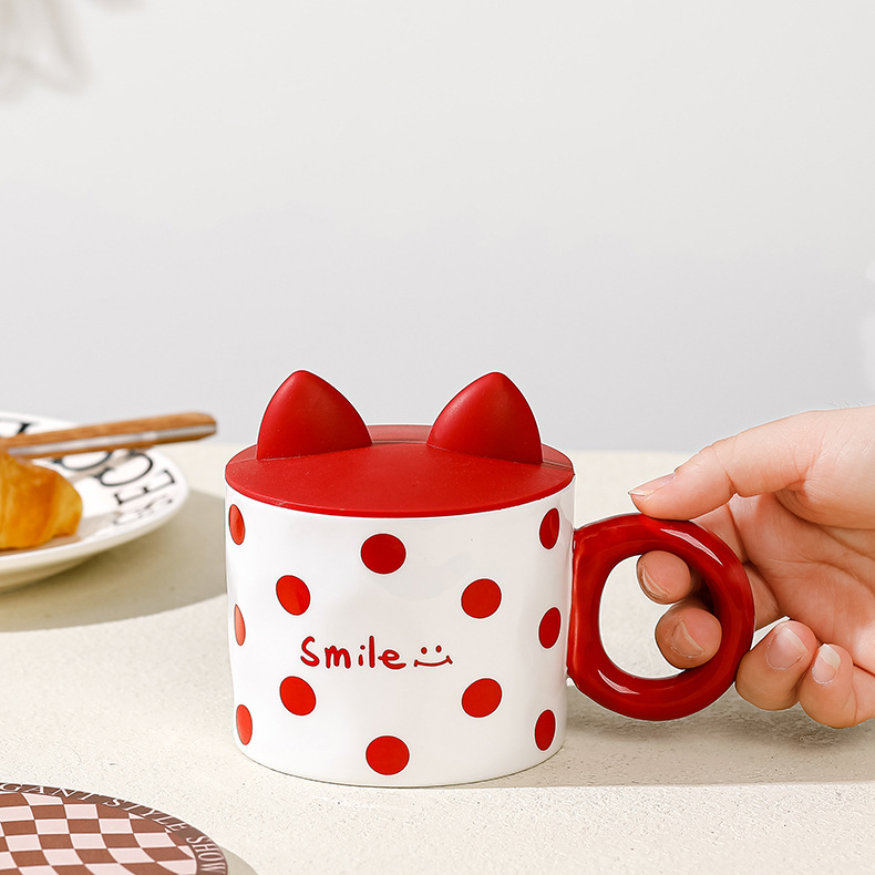 Polka Dot Ceramic Coffee Cup