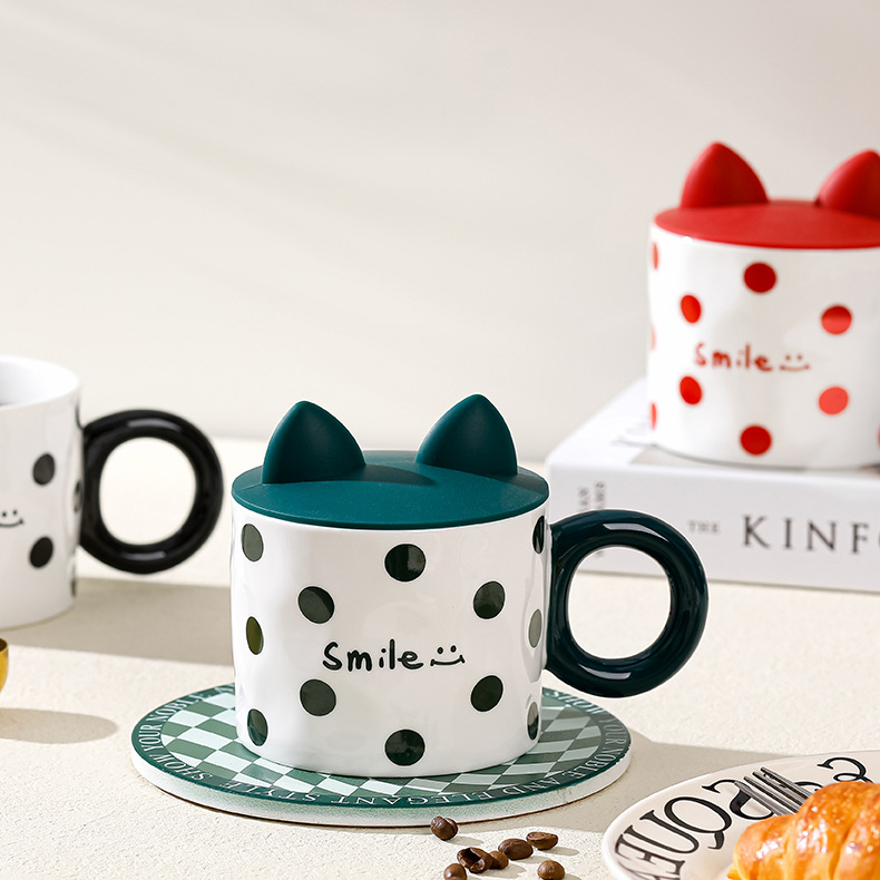 Polka Dot Ceramic Coffee Cup