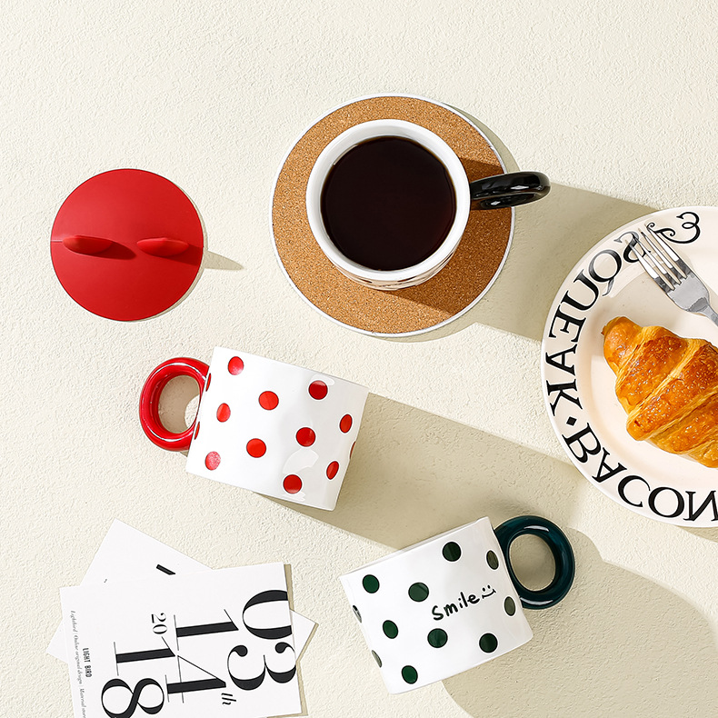 Polka Dot Ceramic Coffee Cup