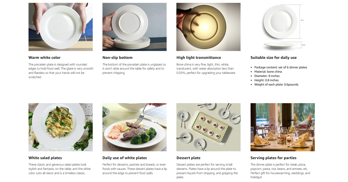 White Porcelain Flat Dinner Plates