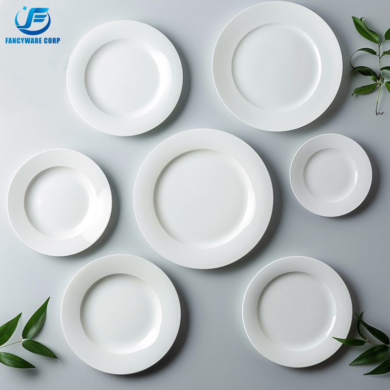 White Porcelain Flat Dinner Plates | Elegant