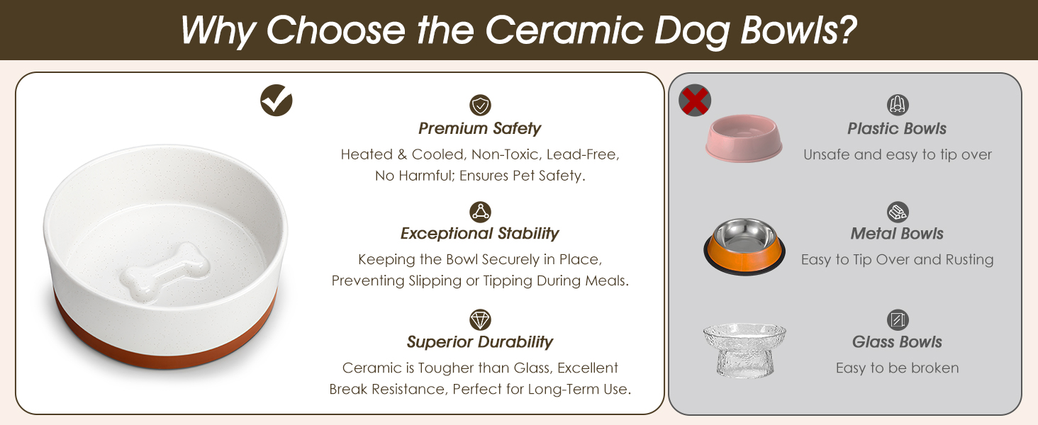 Ceramic Dog Bowls for Food and Water