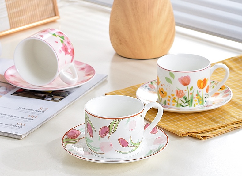 Porcelain Coffee Cup with Saucer Modern Cup Gift Set