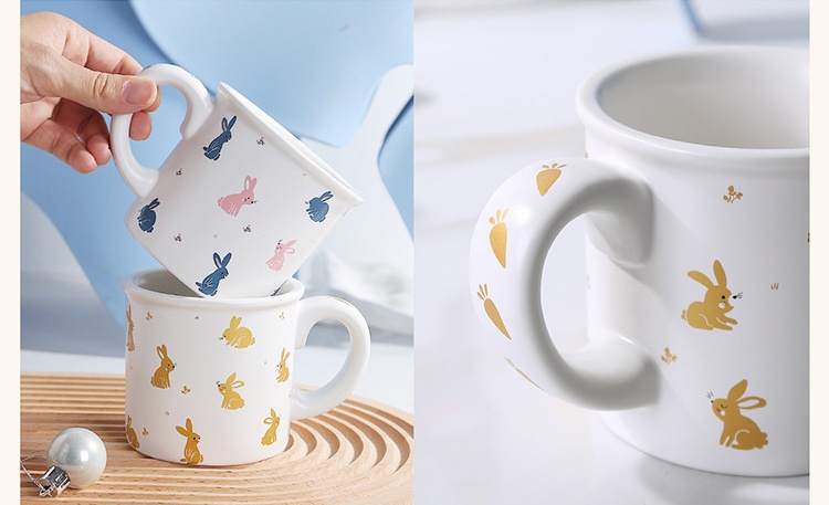 Porcelain Cartoon Mug with Large Handle