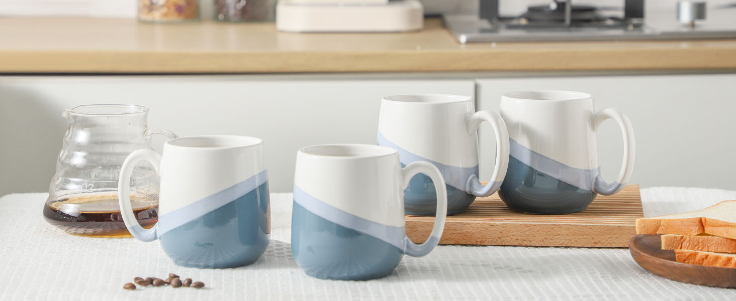 Stoneware Coffee Cups with Big Handle
