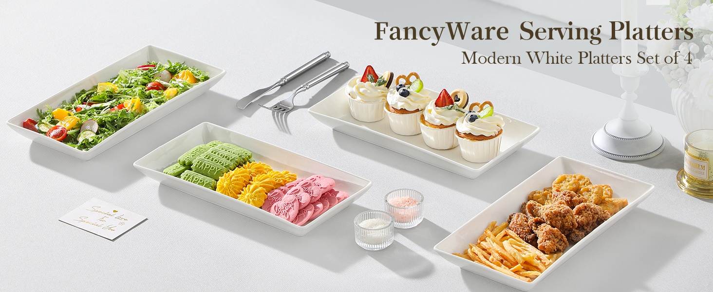 White Ceramic Serving Platters