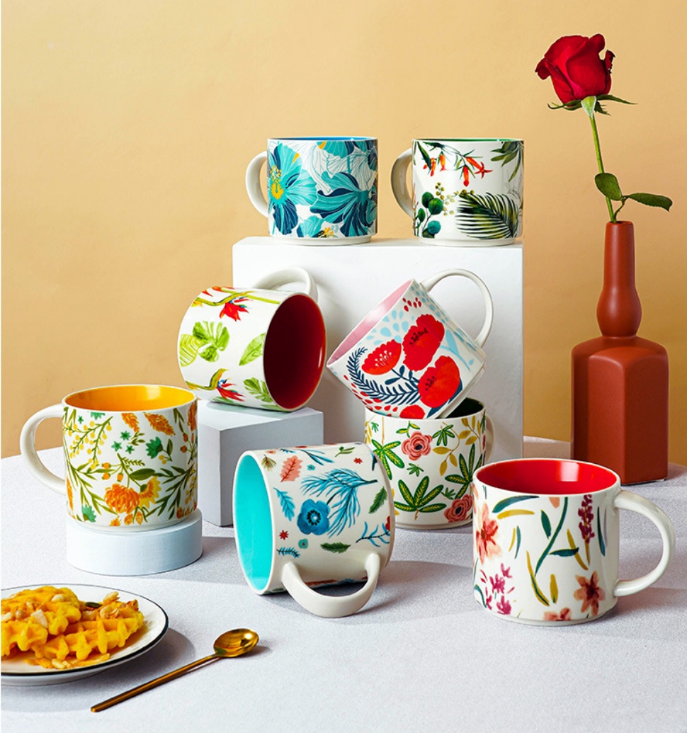 Floral ceramic colorful mug Floral ceramic colorful mug