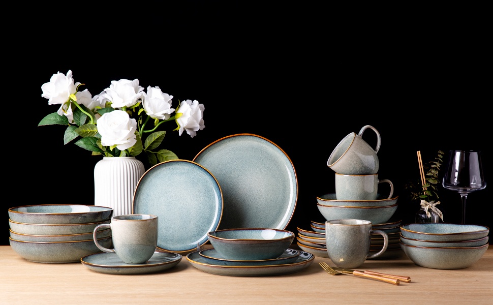 Handmade Reactive Glaze Stoneware Plates and Bowls Handmade Reactive Glaze Stoneware Plates and Bowls