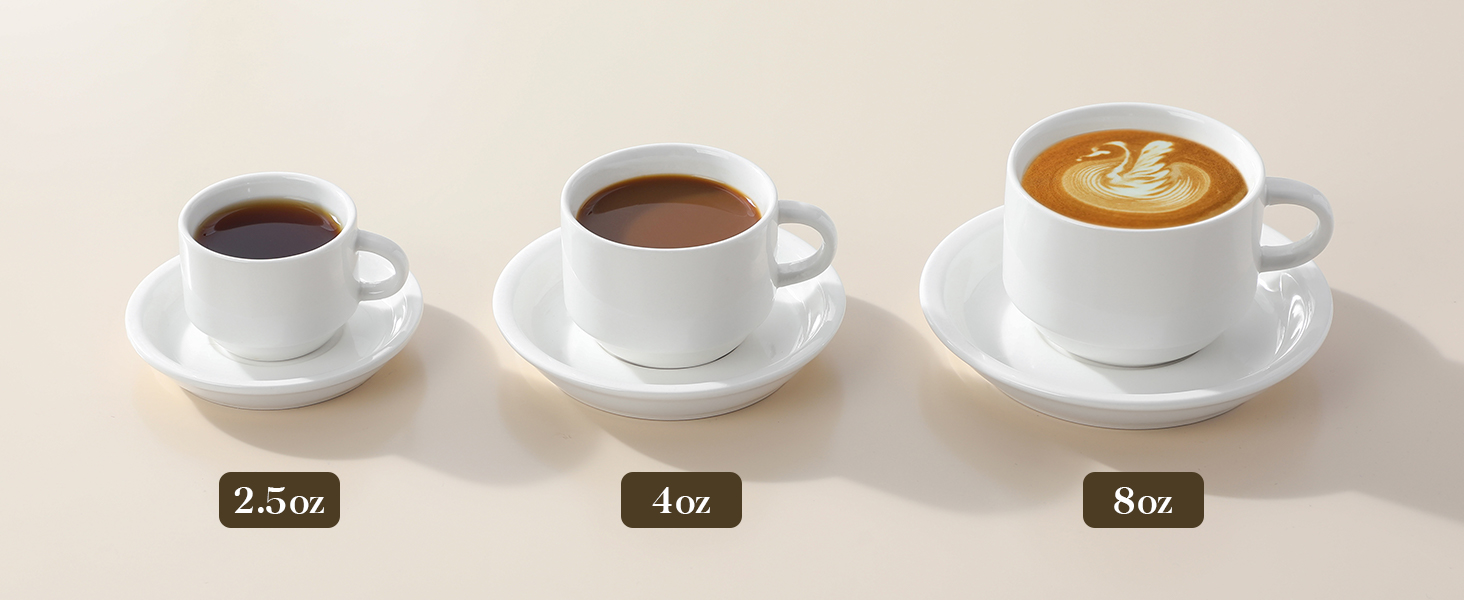 Ceramic Stackable Espresso Cups with Saucers Ceramic Stackable Espresso Cups with Saucers