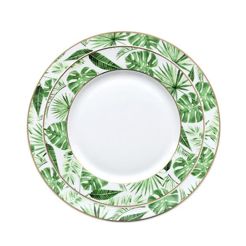 White and glazed ceramic plates set dinnerware