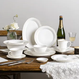 Gold-painted ceramic tableware set logo