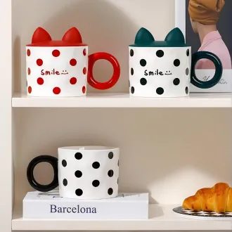 Polka Dot Ceramic Coffee Cup