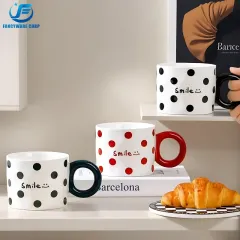 Polka Dot Ceramic Coffee Cup – Add a Playful Touch to Your Daily Brew