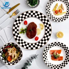 Checker Pattern Round Porcelain Dinner Sets Wholesale – Elegant Tableware from China