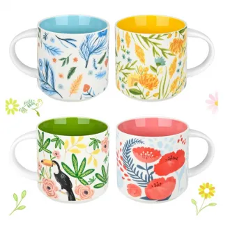 Floral ceramic colorful mug