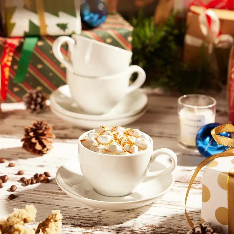 white cappuccino coffee cup