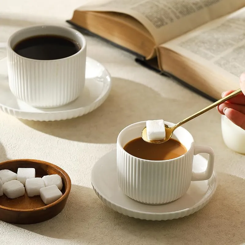 porcelain cappuccino cups with saucers